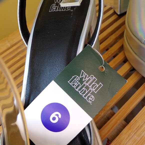 Wild Fable Women's Platforms Iridescent Silver Chunky Heels Womens Size 6 - Picture 10 of 14